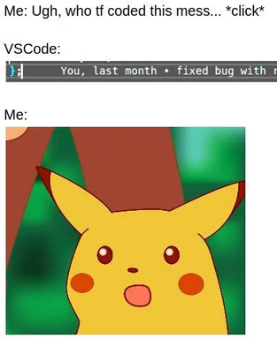 Surprised Pikachu looking at own code