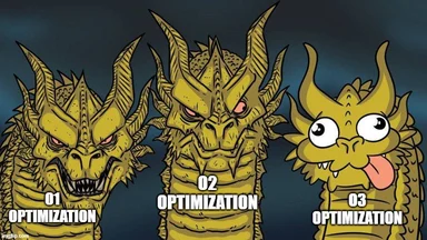 Three-headed dragon meme labeled O1 Optimization, O2 Optimization, and O3 Optimization
