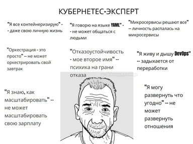 Kubernetes expert meme with a man looking stressed