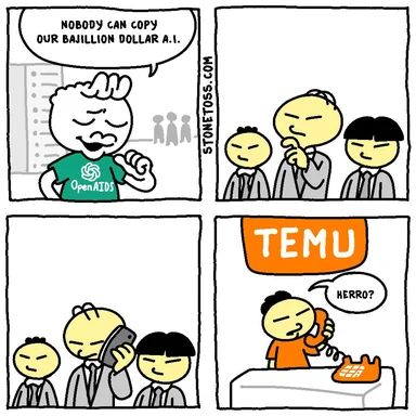 cartoon tech executives boasting about their AI