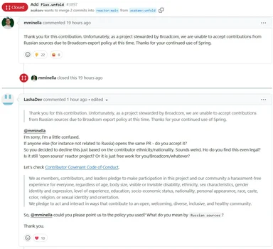github pull request rejected due to russian sanctions