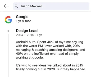 google design lead experience