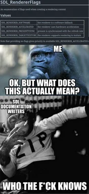 A meme about struggling to understand technical documentation