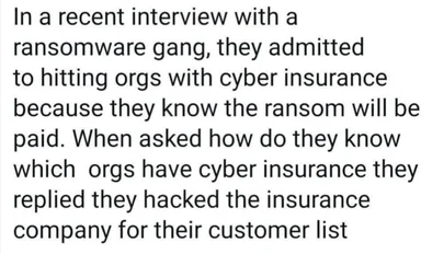ransomware gang interview cyber insurance