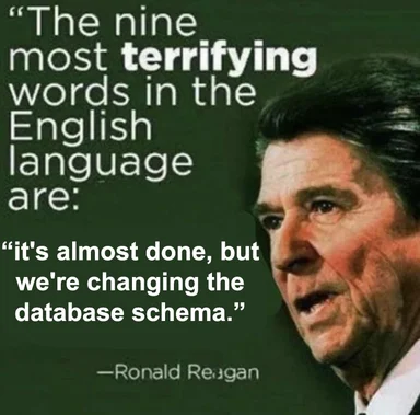 Ronald Reagan with a quote about database schema changes