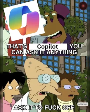 Copilot AI meme with Futurama characters