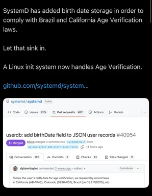SystemD age verification meme