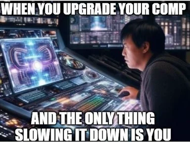 Man looking at computer screen with disappointed expression