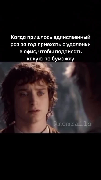 Frodo Baggins looking displeased