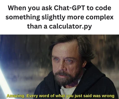 ChatGPT coding fail meme with Obi-Wan Kenobi