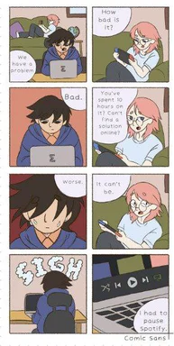Comic strip about a frustrating coding problem