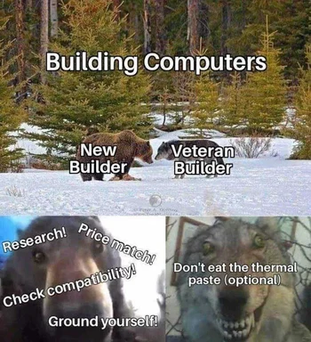 Building Computers meme with bear and wolf images