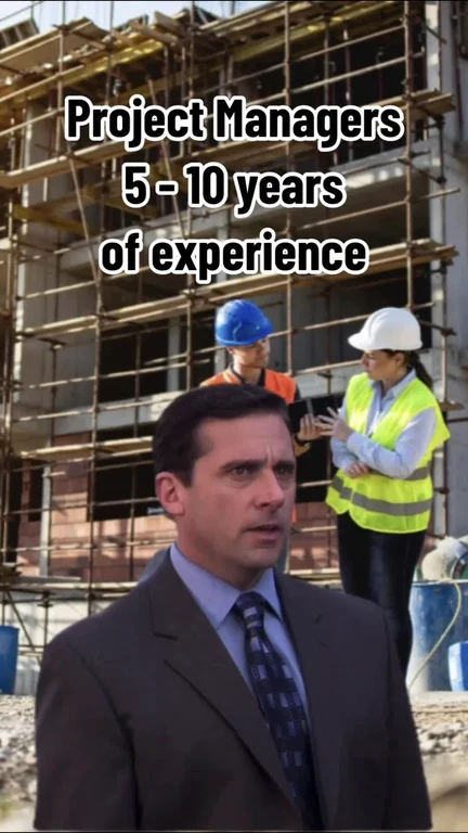 disappointed businessman in front of construction workers