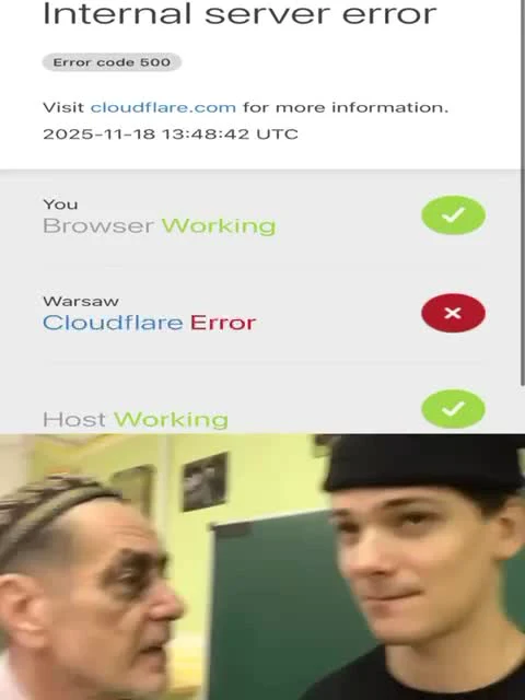 Cloudflare internal server error meme with two men looking at each other