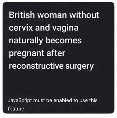 a black square with white text about a British woman becoming pregnant