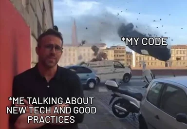 humorous meme about developer struggling with code