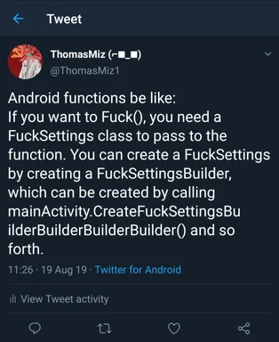 Android functions meme about fucksettings class