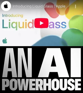 Apple Introducing Liquid Glass with the text An AI Powerhouse
