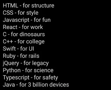 Programmer humor about coding languages