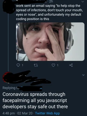 man facepalming with hand on nose and mouth