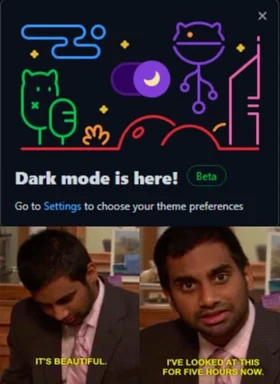 The Office character reacts to dark mode beta announcement