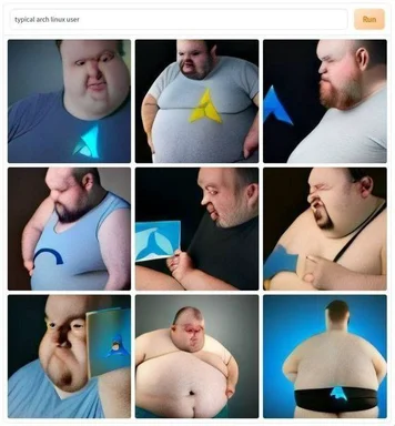 Typical Arch Linux user meme with various logos
