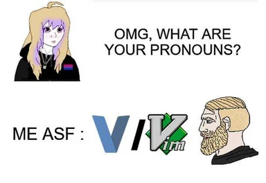 Pronoun confusion meme with anime characters