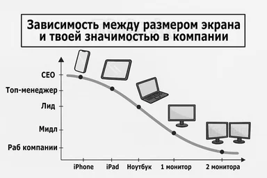 The relationship between screen size and your importance in the company