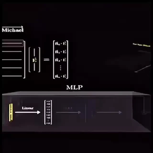 Michael pointing at a diagram explaining MLP linear transformation