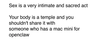 White text meme reading: 'Sex is a very intimate and sacred act. Your body is a temple and you shouldn't share it with