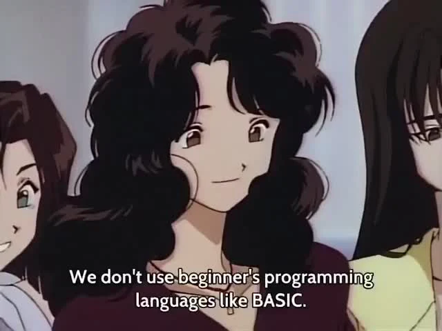 Anime girls reacting to BASIC programming language