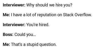 Interview joke about Stack Overflow reputation