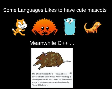 C++ mascot compared to other cute programming language mascots