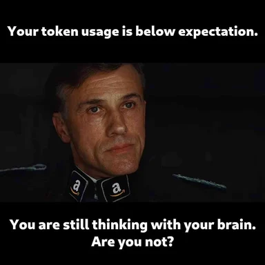 a man in a military uniform with a serious expression and text about token usage