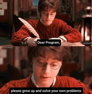 Harry Potter writing a letter to a program