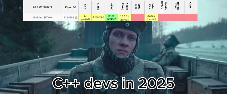 C++ developers in 2025 meme