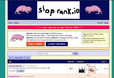 meme about AI slop rank on GitHub repo
