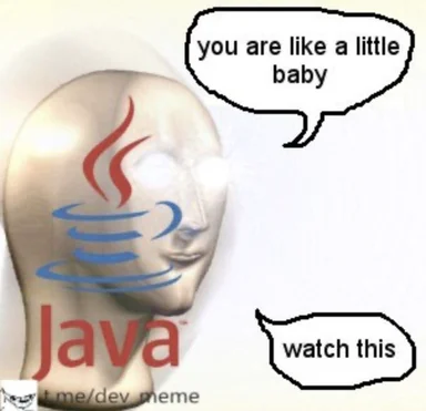 Java meme with a humanoid figure and speech bubbles