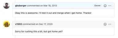 Merge conflict meme with developer comments