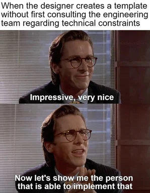 Office scene meme about designers and engineers