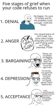 five stages of grief when coding