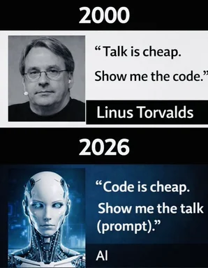Linus Torvalds and AI robot meme