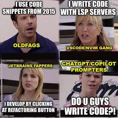 humorous meme about coding practices