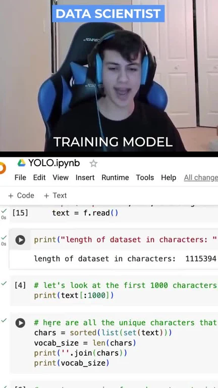 Data scientist reacting to large dataset