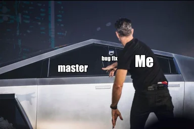 Developer throwing a bug fix into the master branch