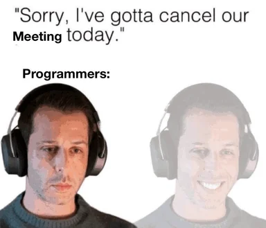 programmers reaction to canceling a meeting