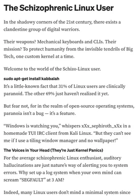 The Schizophrenic Linux User meme