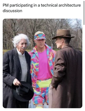 Three men in a park, representing a product manager in a technical discussion