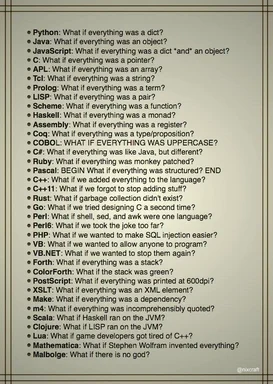 a list of programming languages with humorous descriptions