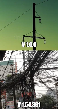 meme comparing simple and complex software versions